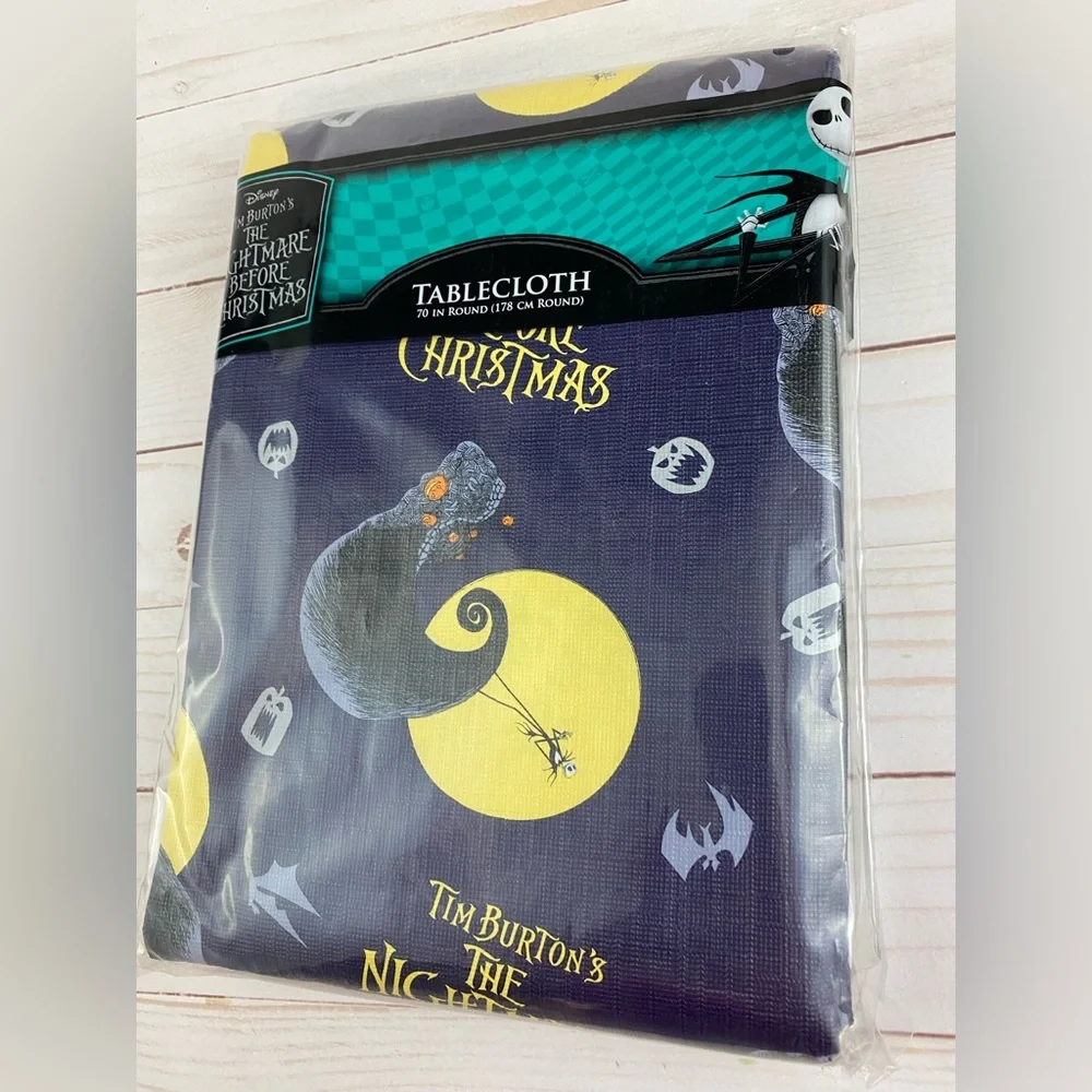 NEW Vinyl Tablecloth The Nightmare Before Christmas 70” Round Jack Disney